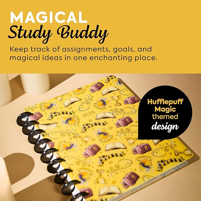 Happy Planner Harry Potter Disc-Bound 12-Month January–December 2026 Planner, Classic Size, Vertical Layout, Hufflepuff Magic