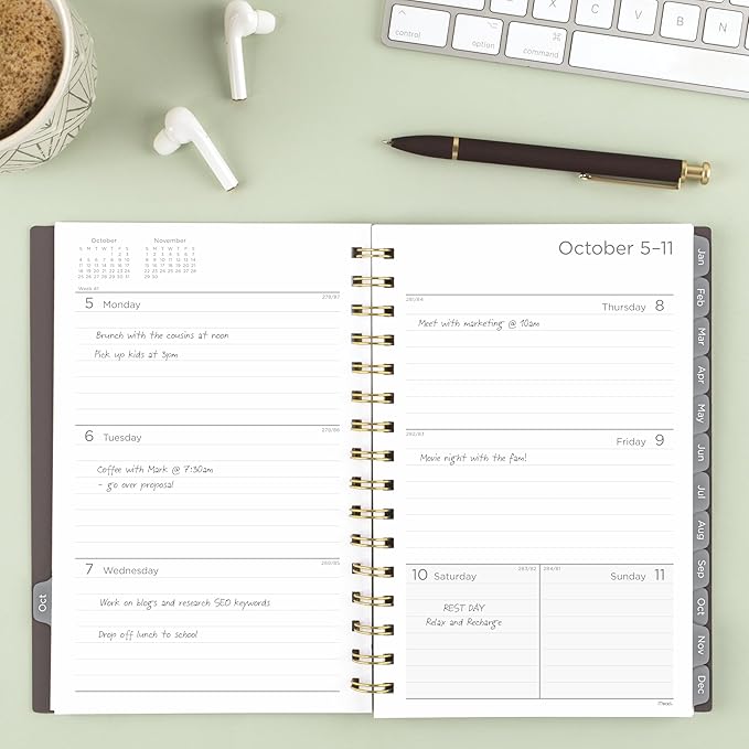 Mead 2027 Planner, Weekly & Monthly, 15-Month Oct-Dec, 5.5" x 8.5", Ground Coffee (1806-200-27)