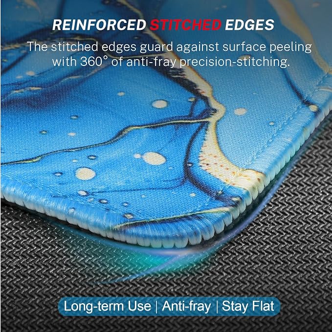MROCO Essential Office & Gaming Mouse Pad, 8.5 x 11 Inch, Blue Marble | Anti-Fray Stitched Edges, Functional Pattern Design, Non-Slip Rubber Base, Water and Stain Resistance