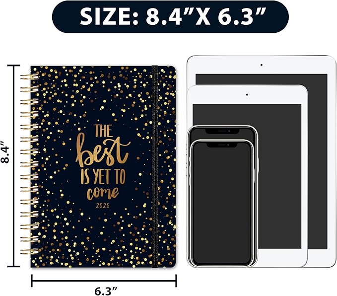 2026 Planner - Planner 2026, 2026 Planner weekly and monthly, January 2026 - December 2026, 6.3" x 8.4", 2026 Calendar Planner with Tabs, Inner Pocket, Premium Paper, Twin-wire Binding