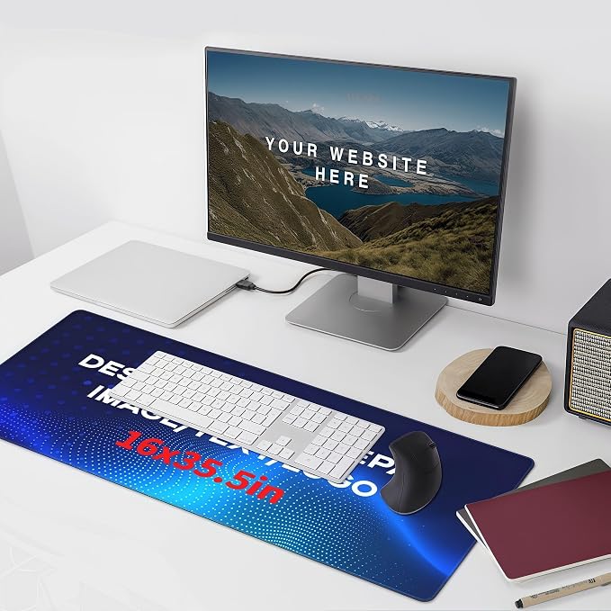 Custom 16" X 35.5" Playmat with Photo Logo Text, Personalized Big Mouse Pad, Mouse Pad Custom for Desk, Gift for Men Dad Boyfriend Husband on Birthday Christmas Anniverary