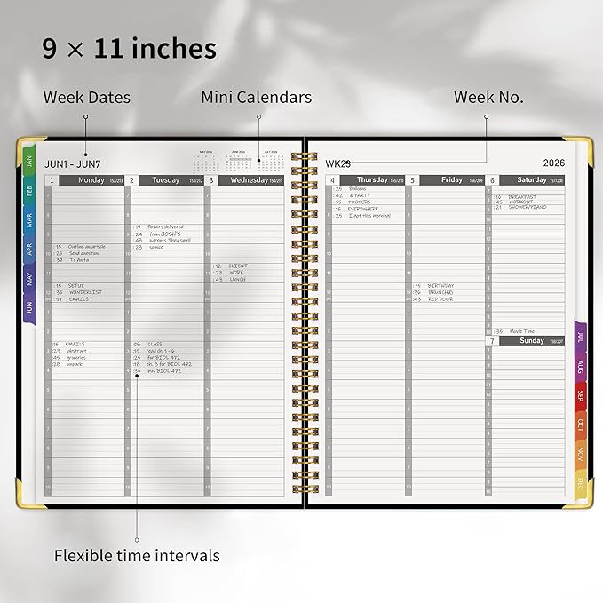 Appointment Book 2026 with Calendar Planner,Hardcover Weekly & Monthly Appointment Planner from Jan 2026-Dec 2026,Daily 7AM - 10 PM Hourly Schedule for Salon,Office, School,Doctor 9" x 11", Black