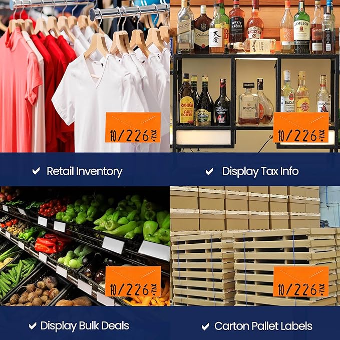 2212 Flou. Red Pricing Labels for Garvey 22-6/22-7/22-8 Price Gun – 90 Rolls, 110,000 Price Marking Labels