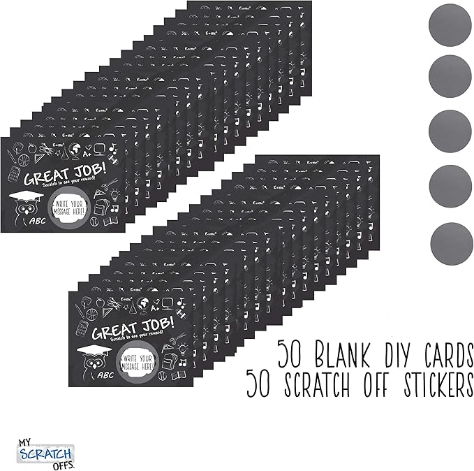 My Scratch Offs Scratch-Off Card Prizes for Students Teacher Rewards Supplies for The Classroom Back to School 50 Pack