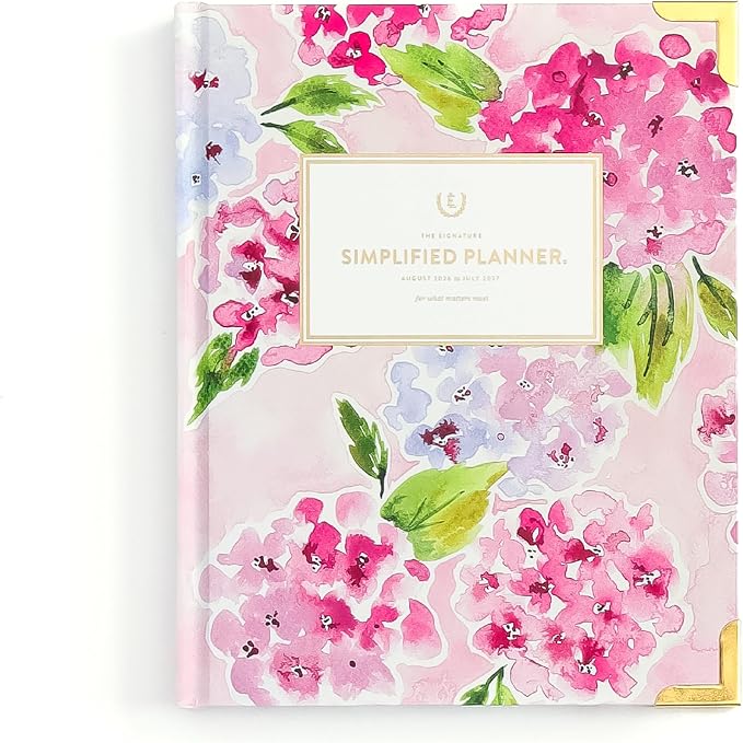 2026-2027 Weekly Planner by Emily Ley – Simplified Bookbound Planner Blush Hydrangea, August 2026–July 2027 – 12-Month Academic Year Organizer for Women