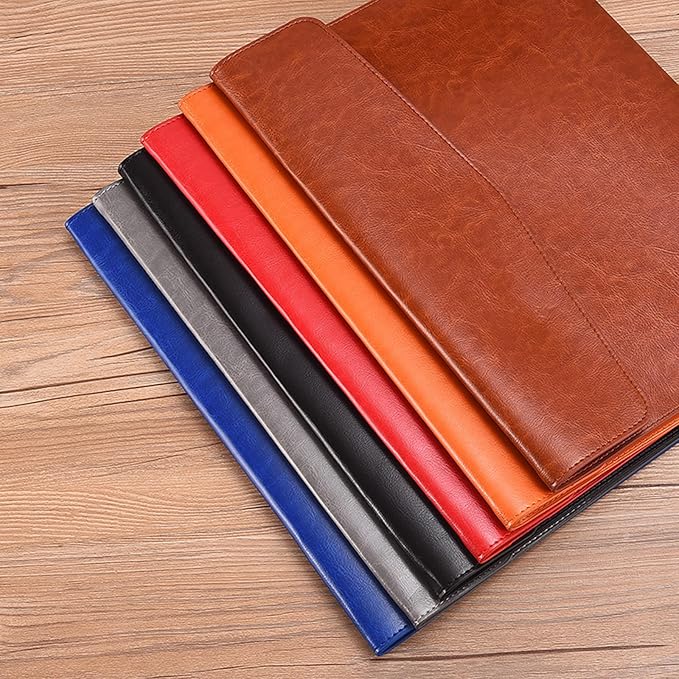 PU Leather A5 File Folder Document Holder A5 Envelope Folder with Snap Closure for Receipt 2Packs (Gray&Orange)