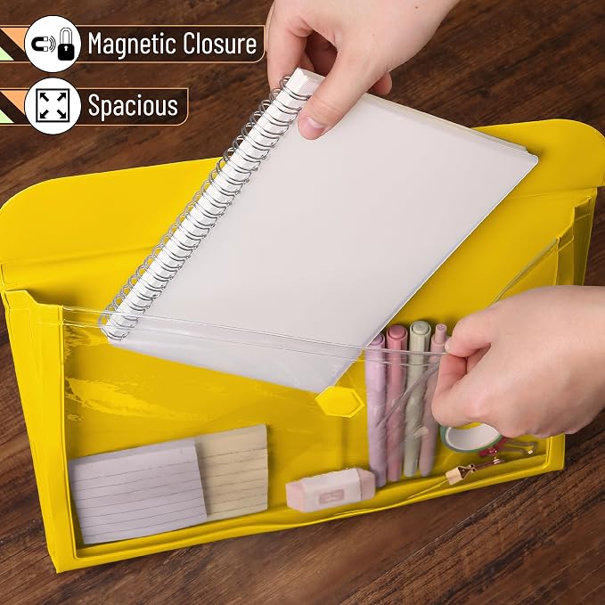 Mr. Pen File Folder - Vibrant Yellow, Letter Size, Document Folder, Clear Plastic Folder