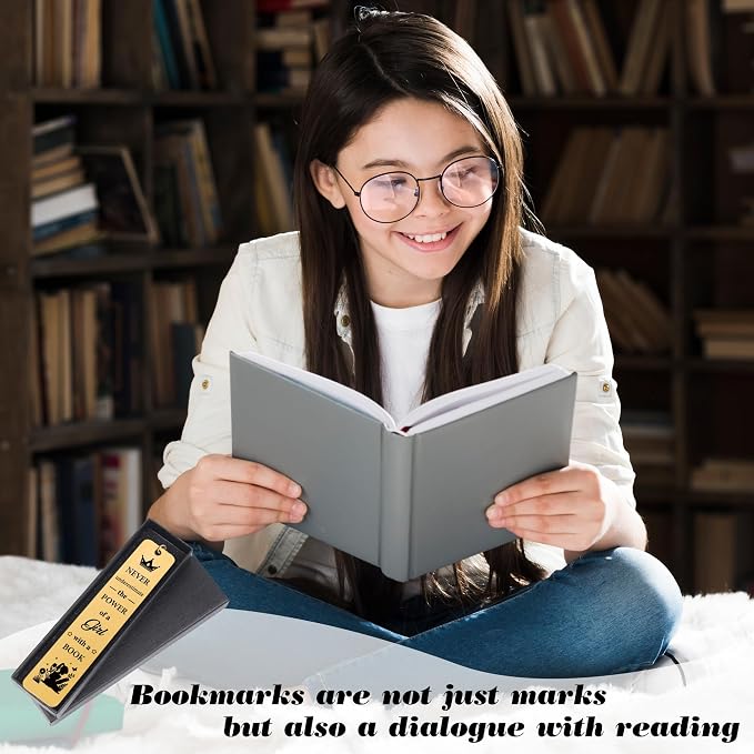 Inspirational Bookmark Gifts for Girls Women - Never Underestimate The Power of a Girl with a Book, Gift for Book Lovers Teachers Friends Readers Students Graduation Birthday Christmas (Gold)