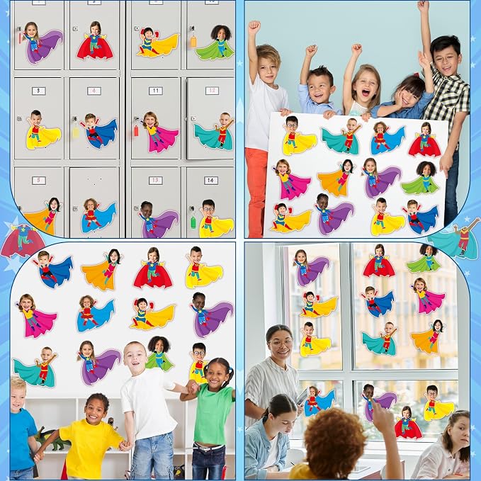 gisgfim 80Pcs Super Theme Hero Cutouts Back to School Decorations Bulletin Board Heroes Paper Cut-Outs Classroom Decor for Boy Girl DIY Craft Photo Wall Door Kindergarten Preschool Party Favor Supply