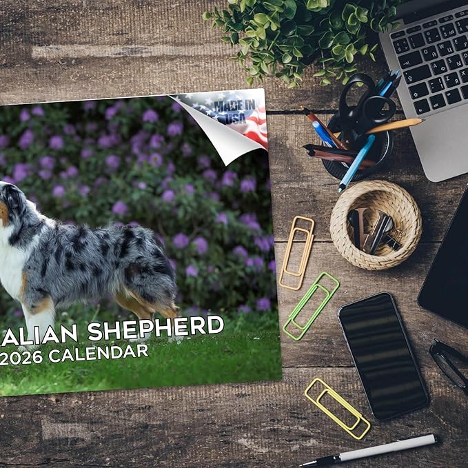 2025 2026 Australian Shepherd Calendar - Dog Breed Monthly Wall Calendar - 12" x 18" Open - Thick No-Bleed Paper - Giftable - Academic Teacher's Planner Calendar Organizing & Planning - Made in USA