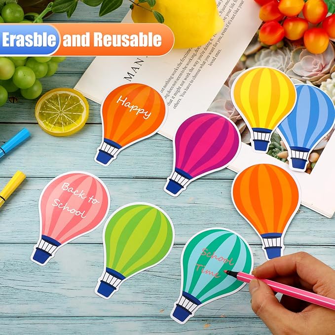 48 Pieces Hot Air Balloons Cutouts Bulletin Board Decorations Paper Balloon Cut Outs Assorted Color Hot Air Balloon Accent Name Tag Label for Kids School Office Supplies Back to School Classroom Decor