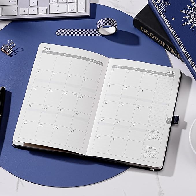 2026 Planner - Planner 2026, Jan. 2026 - Dec. 2026, 5.75" x 8.25", 2026 Weekly and Monthly Planner, Faux Leather planner 2026 with Back Pocket & 40 Notes Pages - Mystic Blue