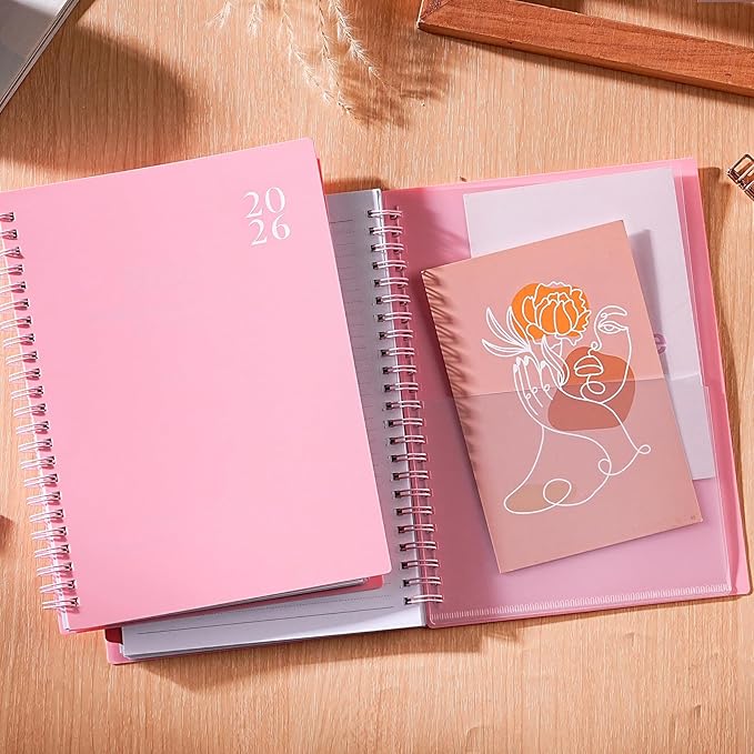 2026 Planner - 2026 Planner Weekly and Monthly from Jan. 2026 - Dec. 2026, Weekly Planners 2026 with Inner Pocket, Colorful Tabs, Planners for Women, 8.5" x 6.4" - Pink