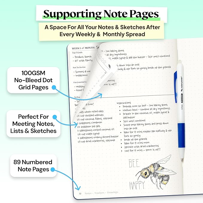 Purpose Planner Notebook A5 5.8”x8.3” Undated 2026 Daily Weekly and Monthly Productivity Goal Setting Tool for Work Home ADHD Planner for Adults Self Care Journal (Navy Hardcover)