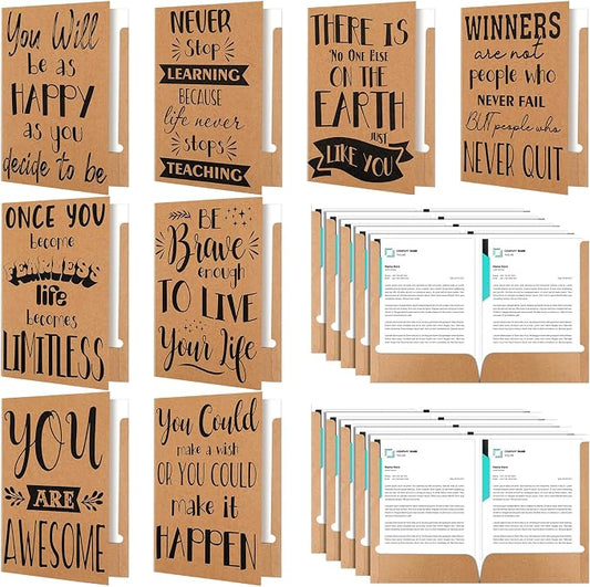 Sherr 24 Pack Inspirational 2 Pocket Folders Decorative File Pocket Folders Motivational Letter Size Paper Holders with Inspirational Quotes for Office Home Homework Documents