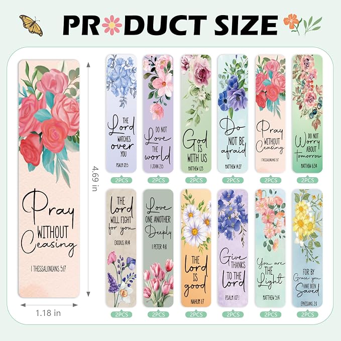 Bible UV DTF Bookmark Wraps - 24 Sheets Christian Inspirational Quotes Acrylic Blank Bookmark UV DTF Sticker, Orchid Rose Waterproof Transfer Sticker Decals Decoration Gift for Gift