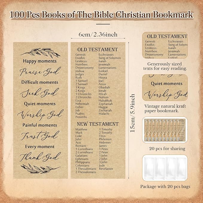 Spakon 50 Sets Christian Gifts Bulk Bible Verse Pen Religious Double Sided Emergency Numbers Bookmark for Men Women Church Members Sunday School