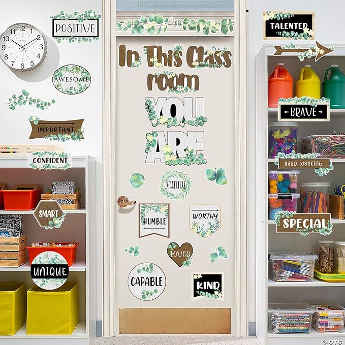 Eucalyptus Positive Inspirational Affirmation Bulletin Board Decor Nature Classroom Decor Classroom Greenery Themes Decoration Sets