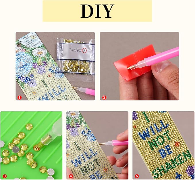 4 Pcs Flower Diamond Painting Bookmark for Books, Journals, Planners｜DIY Diamond Art Kits for Reading Women & Men｜Beautiful Book Marks Gifts for Book Lovers｜Reading Accessories for Adults & Kids