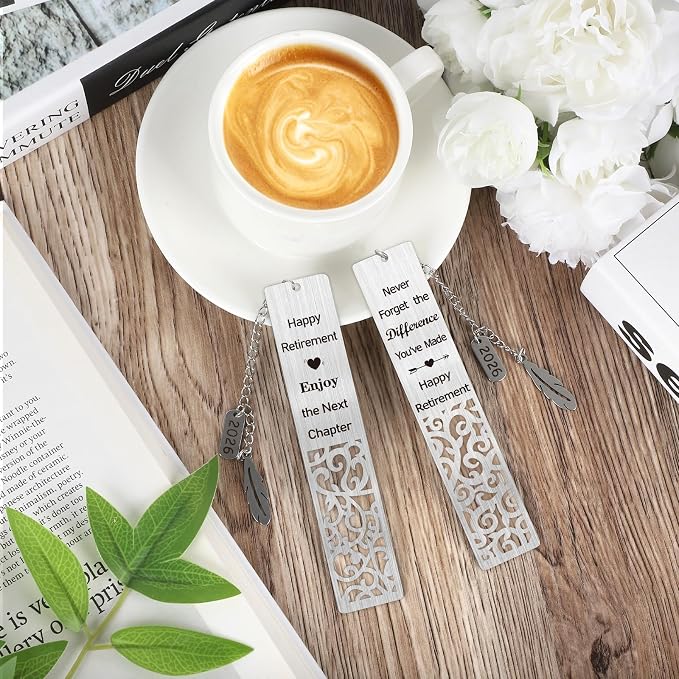 Retirement Gifts for Women 2026 Coworker Retirement Bookmarks for Women Men Book Lovers Farewell Going Away Goodbye Appreciation Retirement Gifts for Retired Teacher Nurse Colleagues(2Pcs Metal)