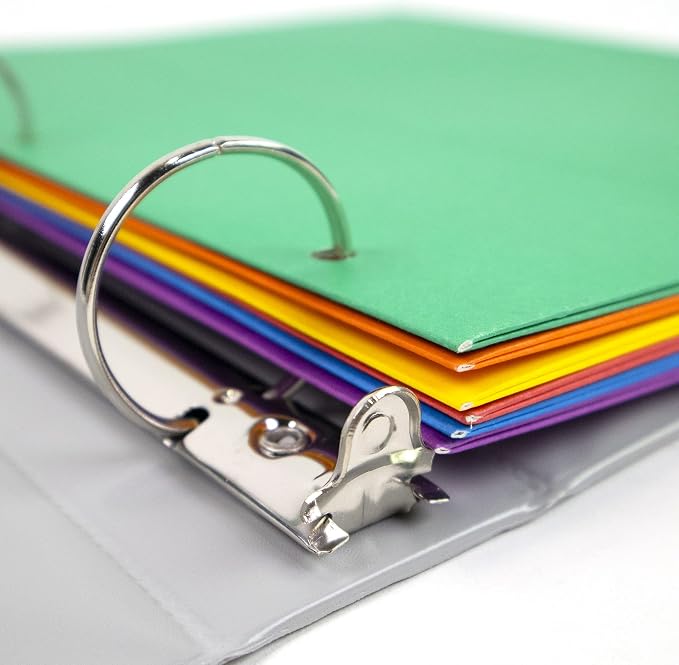 BAZIC Products Asst. Color 2-Pocket Portfolios with 3-Prong Fastener, for Filing Office Home, Case of 100