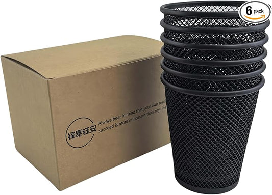 Fengtaiyuan Metal Mesh Pen Holder, 6-Pack, Wire Mesh Desk Organizer, Multifunctional Pen Cup for Office, Home, School, Rust-Resistant & Sturdy Desk Accessory (T16)