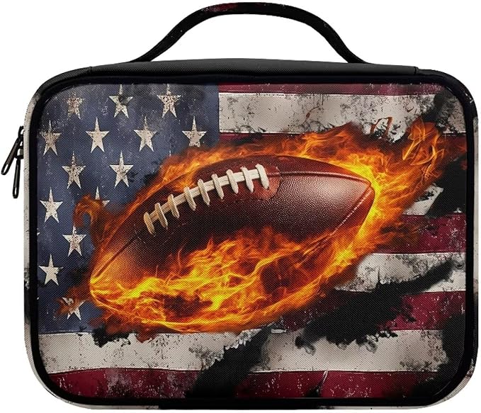 Fire American Football Flag Pattern Bible Covers for Women & Men, Bible Case and Organizer Bible Carrying Case with Zippered Pocket Bible Protective Bag
