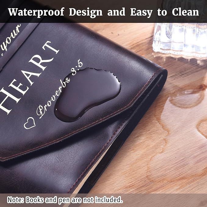 LParkin Luxurious PU Leather Bible Cover for Men and Women - Versatile Bible Case with Adjustable Strap, Ideal Christian Gifts, Trust in the Lord with All Your Heart - Medium