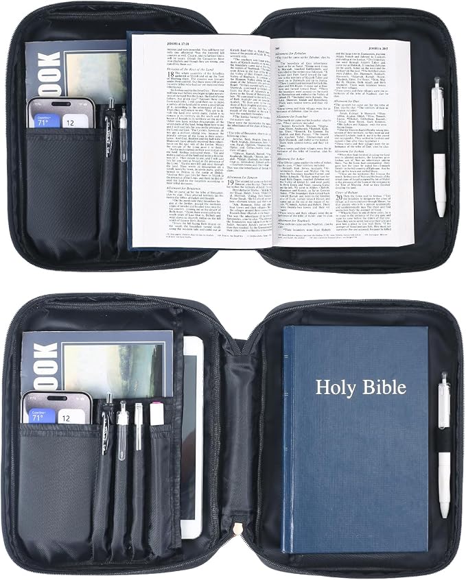 Bible Cover for Women with Flowers Printing, Bible Case, Bible Bag for Study, Book Covers for Womens (600D P600olyester, Black)