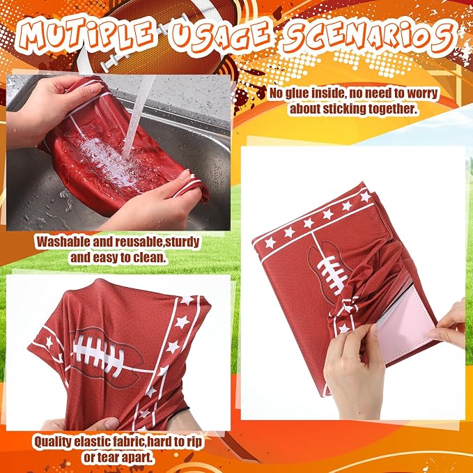 Fuyoooo 6 Pcs Stretchable Book Covers up to 9 x 11 Inches Nylon Fabric Jumbo Book Sleeves Washable Durable Reusable Cover Protector for Hardcover Textbooks Notebook(Balls)