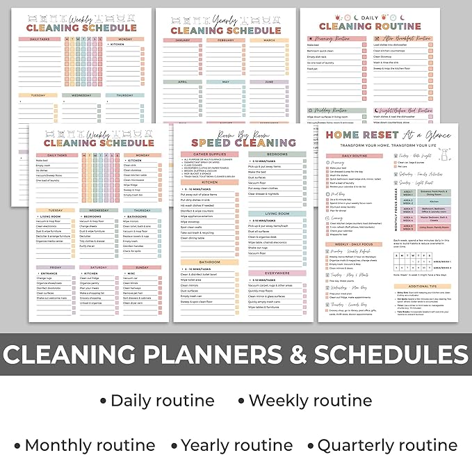ADHD Cleaning Planner, ADHD Cleaning and Organizing Planner for Adults Women, House Clean Schedule and Checklist, Daily Weekly Monthly Chore Chart Notebook Calendar 5.8 x 8.3"