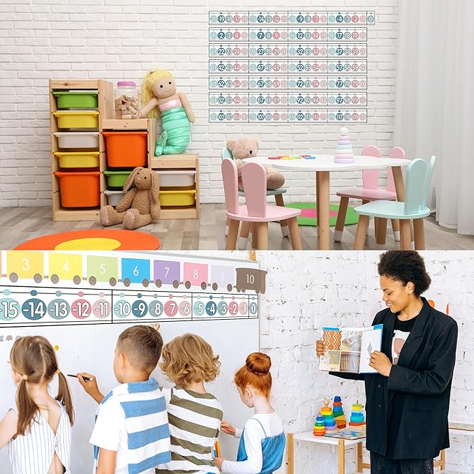 29 Pieces Number Line for Classroom Wall -20 to 120 Number Line Bulletin Board Border Modern Rainbow Classroom Decorations Math Posters for Teachers