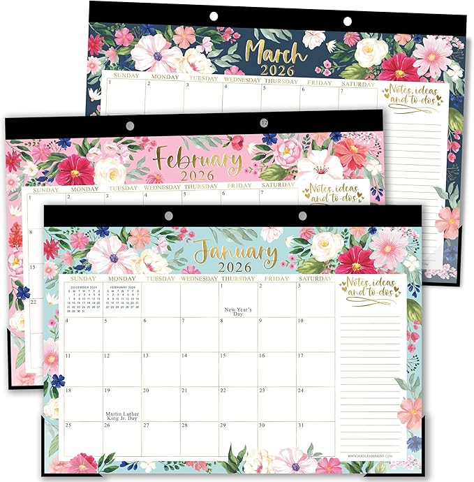 Hadley Designs Large Teacher Desk Calendar 2026-2027 - Desktop Calendar 2026, 18-Month Desk Calendars for Home, Office & Classroom, Cute Classroom Must Haves, Teacher Appreciation Gifts