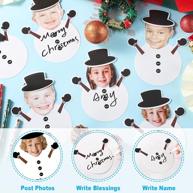 60Pcs Winter Snowman Paper Cutouts Winter Bulletin Board Decoration Black Snowman DIY Photo Craft Cutouts Christmas Classroom Supplies for Teacher Student School Holiday Party Chalkboard Wall Decor