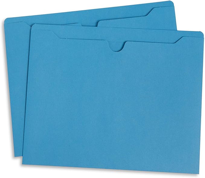 Blue Summit Supplies 100 Blue File Jackets, Reinforced Straight Cut Tab, Designed for Use in Standard Hanging Files, Letter Size, 100 Pack