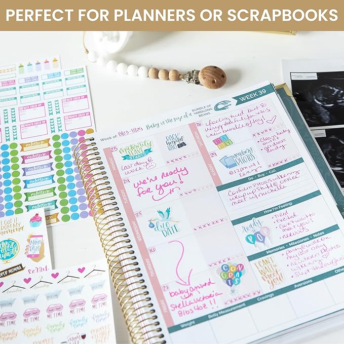bloom daily planners New Pregnancy & Baby's First Year Planner Sticker Pack - 8 Sheets / 580+ Stickers - Maternity/Newborn Themed Stickers for Decorating, Planning, Scrapbooking, etc.