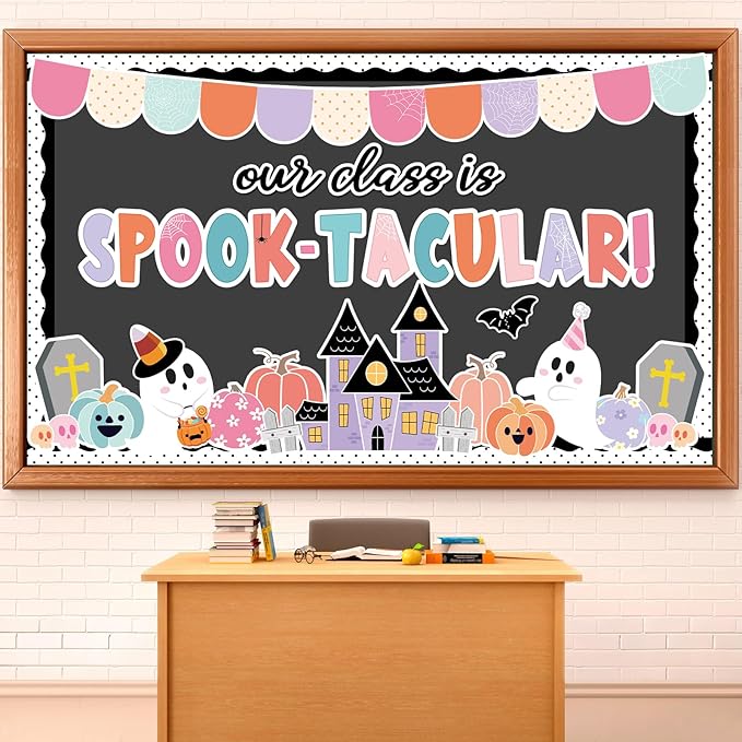 Halloween Classroom Bulletin Board Decoration Halloween Ghost Bulletin Board Set Decor Pink Black Ghost Boo Cutouts Our Class is Spook-Tacular Classroom Decoration for School Home Wall Party Decor