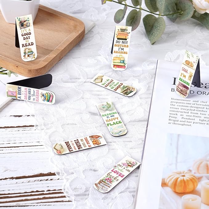 Book Lovers Magnetic Bookmarks - 30 PCs Watercolor Book Marks for Reading Women Bulk Aesthetic Page Markers for Kids Bookish Student Teacher School Office Club Accessories Birthday Gifts