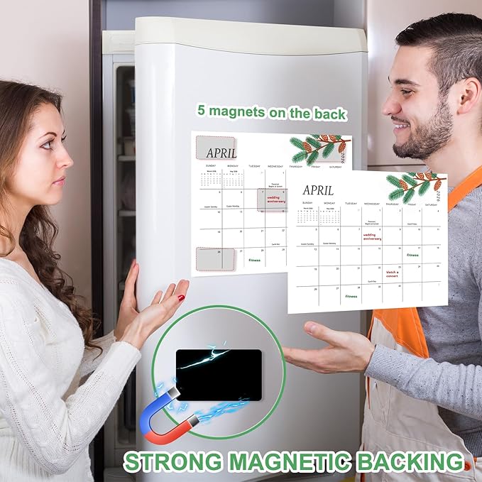 Magnetic Refrigerator Calendar (January 2026 to June 2027) | 18-Month Fridge Calendar for Home & Office Planning, 15"x12" (White-1, 12 * 15)