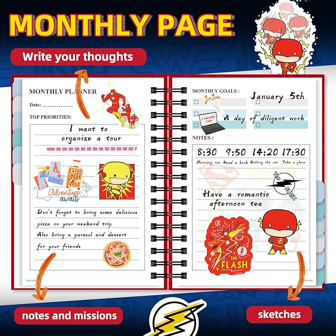 2026 Planner Weekly and Monthly, Superhero Spiral Planner 2026-2027, At a Glance Weekly Planner 2026, Calendar Hardcover Notebook for Office School Organizer Supplies (Plan E)