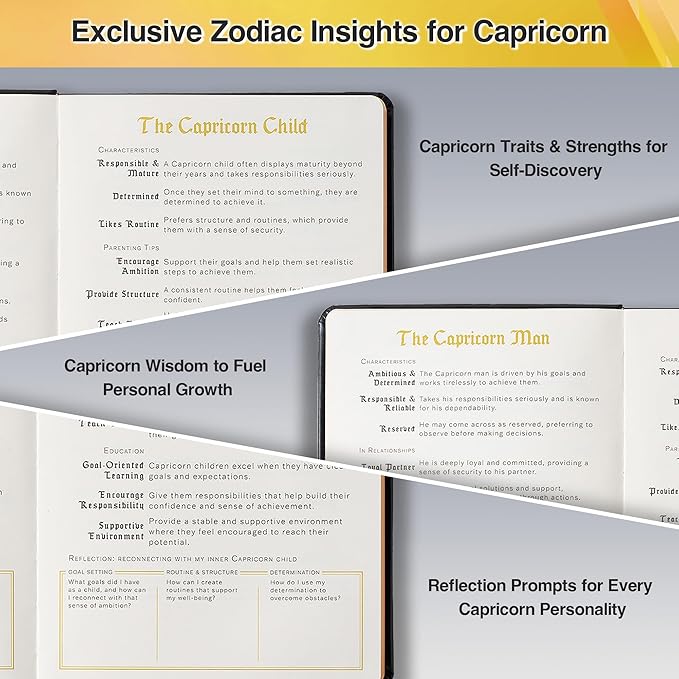 AuroPlanner Capricorn Zodiac Undated Planner – Monthly Weekly Daily Astrology Portable Journal Notebook, A5 (5.8” × 8.3”), 160 Pages 4-Month Layout, 100 GSM Paper