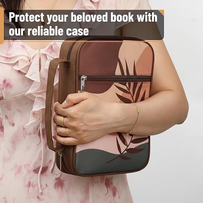 Mr. Pen- Bible Cover Case, Carrying Book Case with Durable Handle and Zippered Pocket, Bible Protective Church Bag for Men & Women, Christian Gifts, Retro Leaves