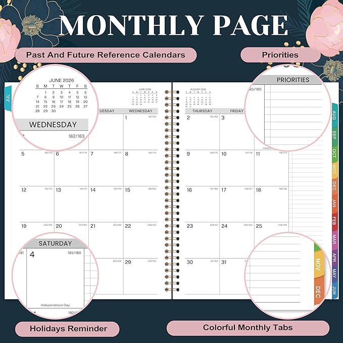 2026-2027 Appointment Book - July 2026 - June 2027, Weekly Appointment Book 2026-2027, 9"x11", Hourly Planner with 30-Minute Interval, Colorful Monthly Tabs, Back Pocket