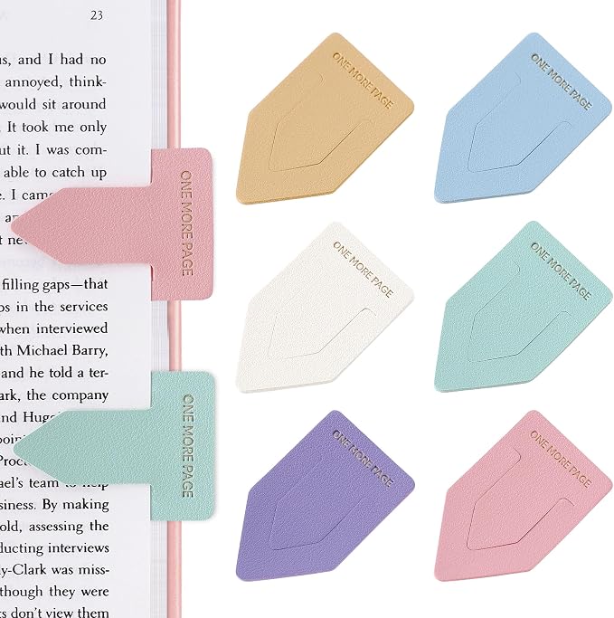 Leather Bookmark for Reading Women, ONE More Page Syndrome Bookmarks, Index Book Marks for Book Lovers, 6 Pcs Light Color Set