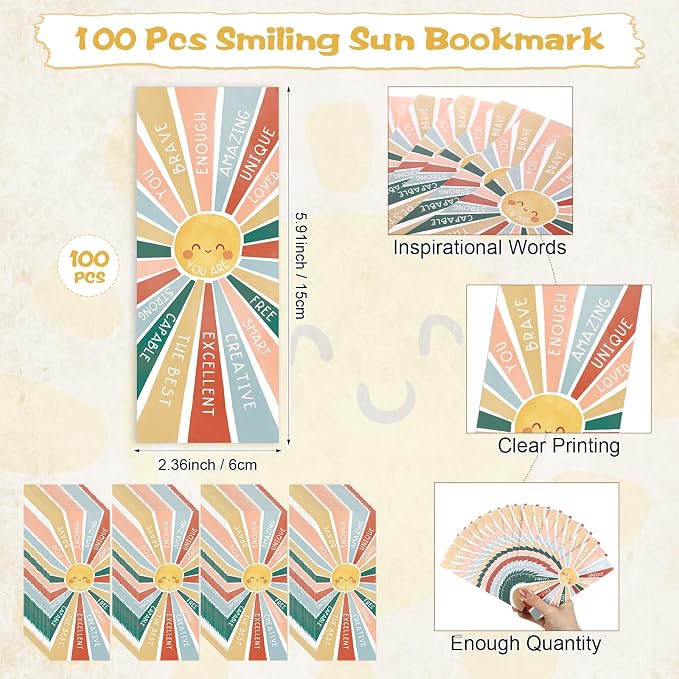 TaoBary 100 Pcs Inspirational Bookmarks Bulk Back to School Gifts Paper Positive Motivational Encouraging Affirmation Card from Teacher Classroom