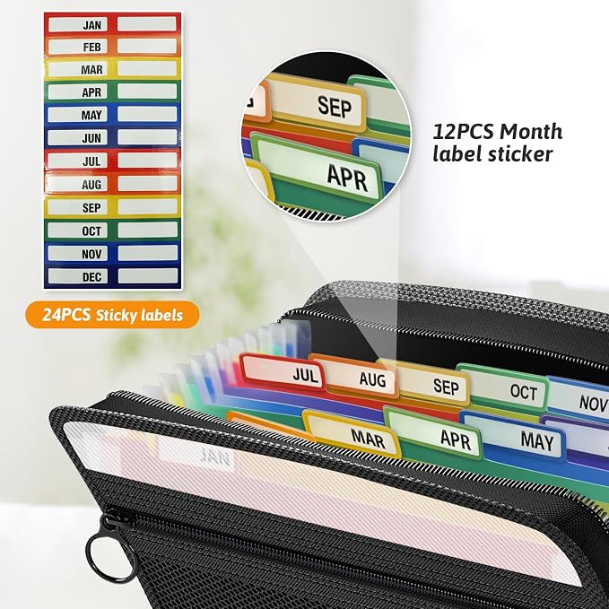 Ansook Coupon Receipt Organizer Holder, 13 Pockets Small Accordian File Organizer,Junior Size 10.8x6.8 Inches, Zipper Closure, Glove Box Organizer