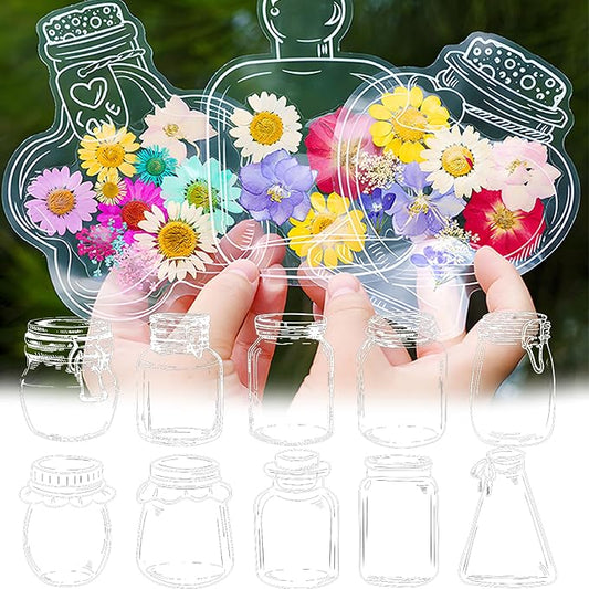 40 PCS Transparent Dried Flower Bookmarks, 2025 New Clear Jars Stickers Set, Can Be Treasured for a Long Time, for Book Lovers (40Pcs Bookmarks-Set B)