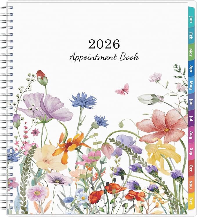 2026 Appointment Book - January - December 2026, Appointment Planner with Weekly ＆ Monthly Spread, 8.5'' x 10.5'', Large, 15 Minute Increments, 2026 Daily Planner with Pockets, Tabs, Flexible Cover