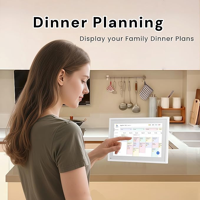 SSA 10.1" Smart Digital Calendar Family Hub | Touchscreen Display,Customizable Chore & Meal Planner, Grocery List, Schedule Planner Sync with Phone App, Ideal for Parents