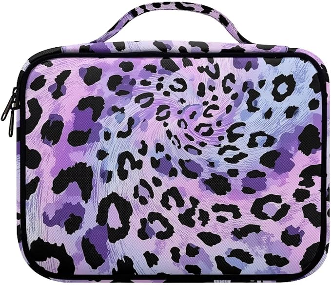 Classic Leopard Bible Covers for Women Men Zippered Bible Carrier Book Bag Church Bag Bible Protective with Handles Christian Gifts, Purple Animal Cheetah Print